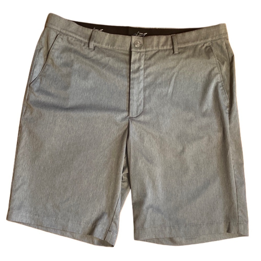 Greg Norman Men's Everbest Athletic Golf Shorts light gray and Solid Stretch 36